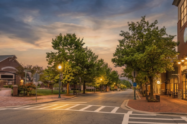 A peaceful sunset view of the Germantown, Maryland town center, where we provide professional home remodeling and modular additions.